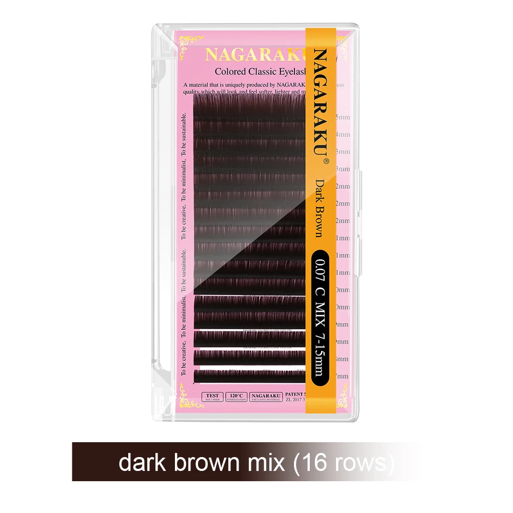 NAGARAKU Soft Natural Synthetic Mink Brown Eyelash Extensions (16 Lines)