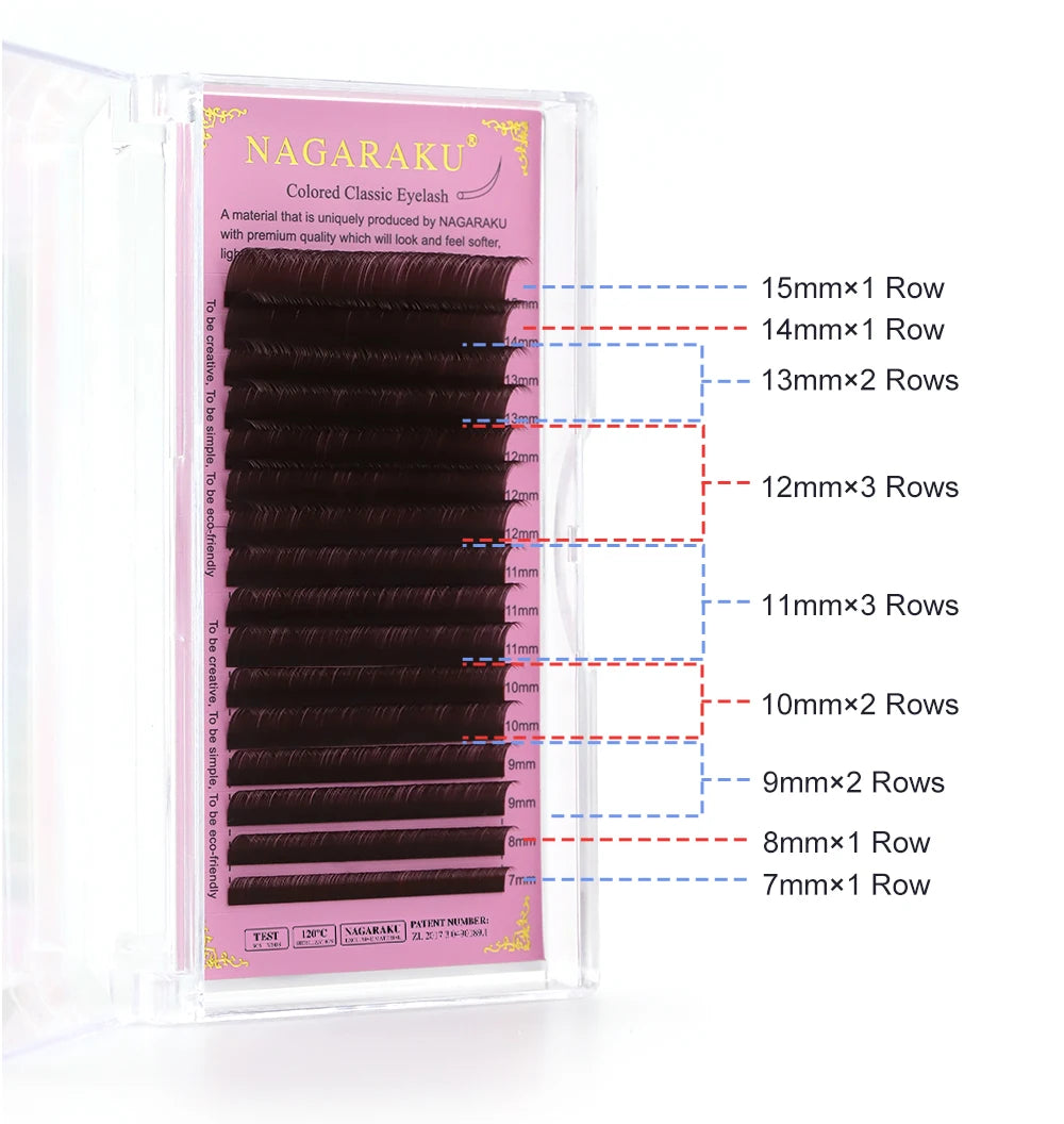 NAGARAKU Soft Natural Synthetic Mink Brown Eyelash Extensions (16 Lines)