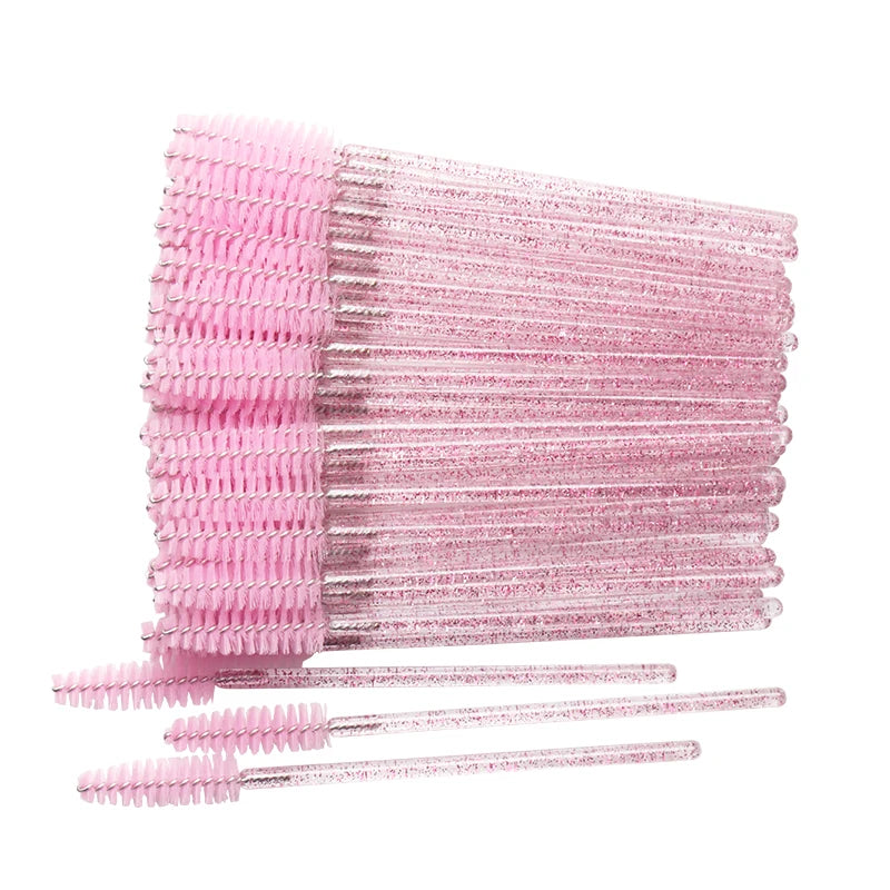 50-Piece Disposable Crystal Mascara Wands | Diamond Handle Eyelash & Eyebrow Brushes