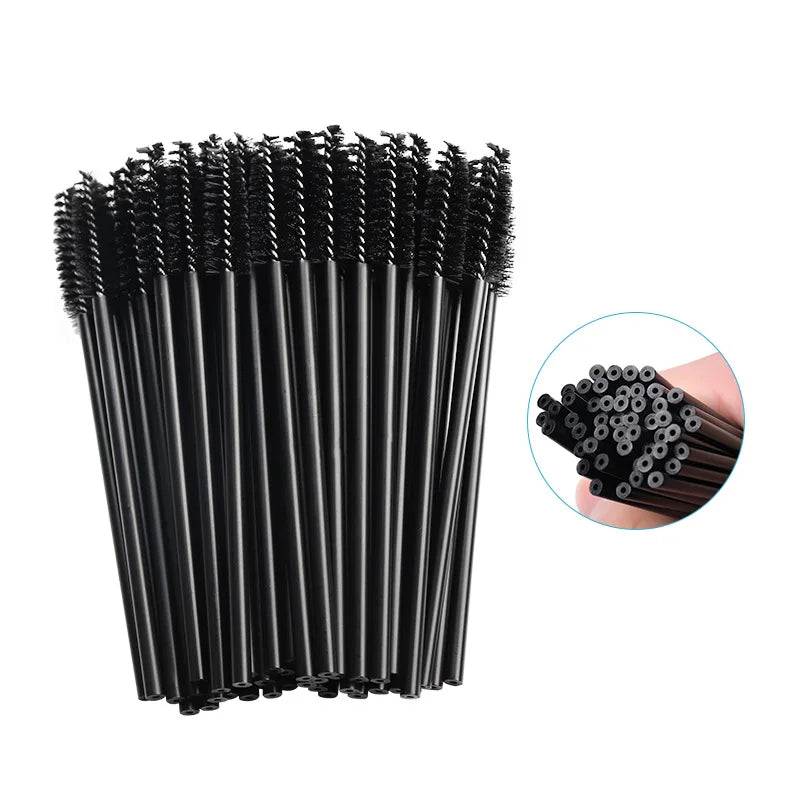 50-Piece Disposable Crystal Mascara Wands | Diamond Handle Eyelash & Eyebrow Brushes