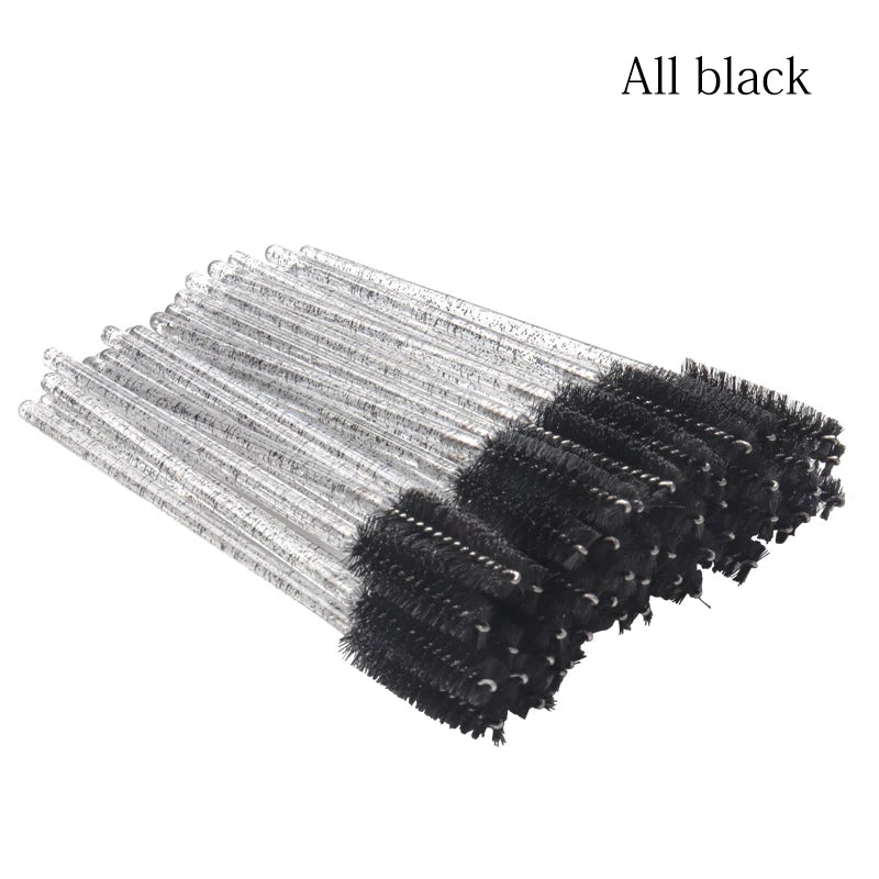 50-Piece Disposable Crystal Mascara Wands | Diamond Handle Eyelash & Eyebrow Brushes