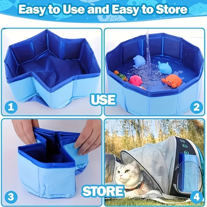 Portable Blue Pet Play Pool | Outdoor Splash Pad & Interactive Cat & Dog Water Oasis