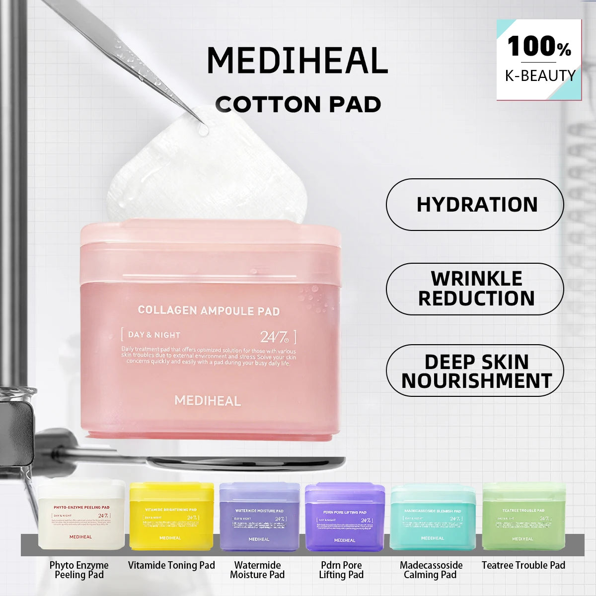 MEDIHEAL Daily Toner Pad - Ready-to-Use Hydrating Pads for Long-Lasting Moisture | Korean Skincare