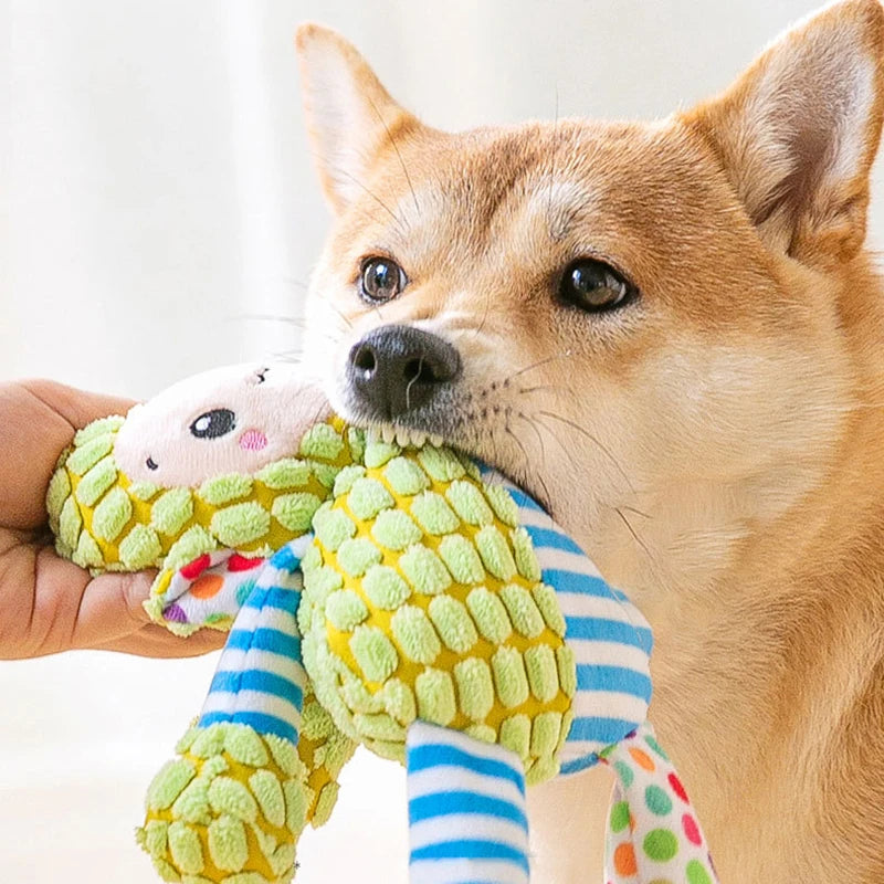 Interactive Animal Plush Pet Toy | Bite-Resistant Squeaky Dental Chew Toy