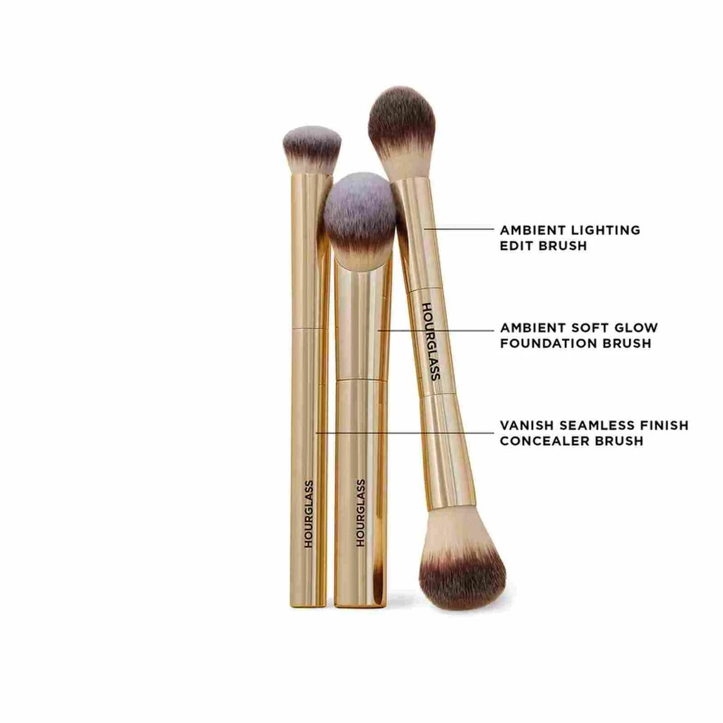 Hourglass-Style 3-Piece Makeup Brush Set with Storage Case