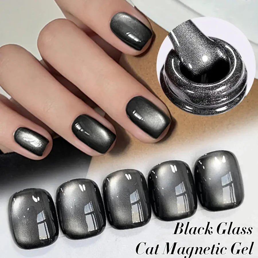 WS Black Glass Cat Eye Magnetic Gel Nail Polish