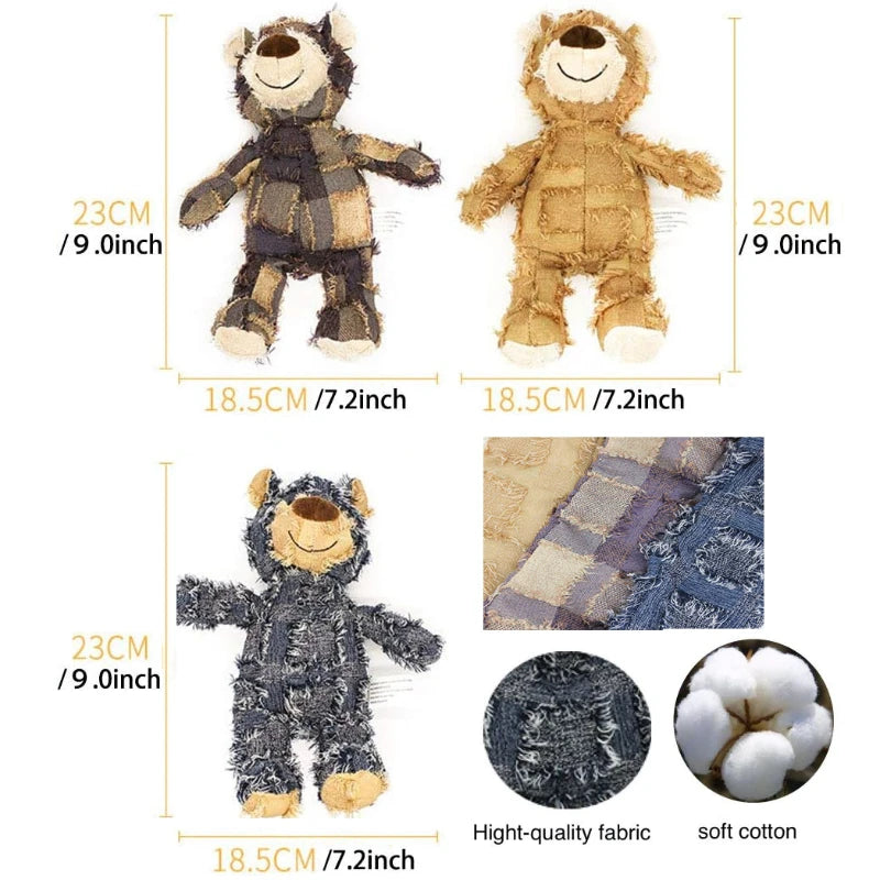 Interactive Plush Teddy Bear Dog Toy | Teeth Cleaning & Anti-Bite Squeaky Plaything
