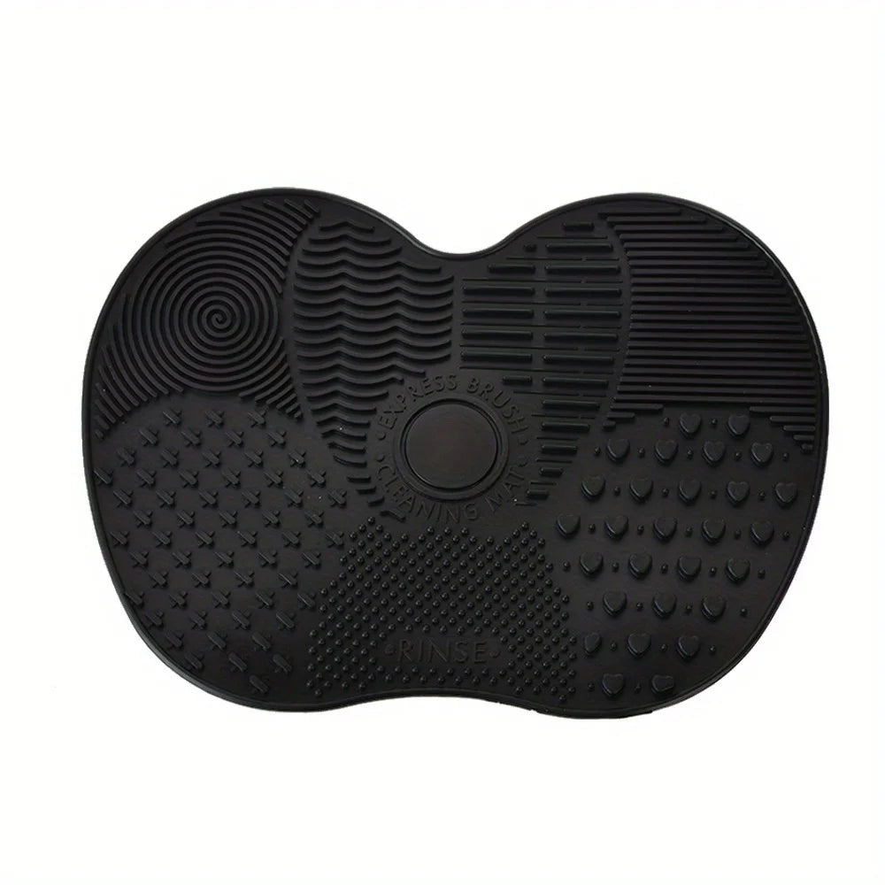 Apple-Shaped Silicone Makeup Brush Cleaning Mat | Portable Suction Cup Scrubber Pad