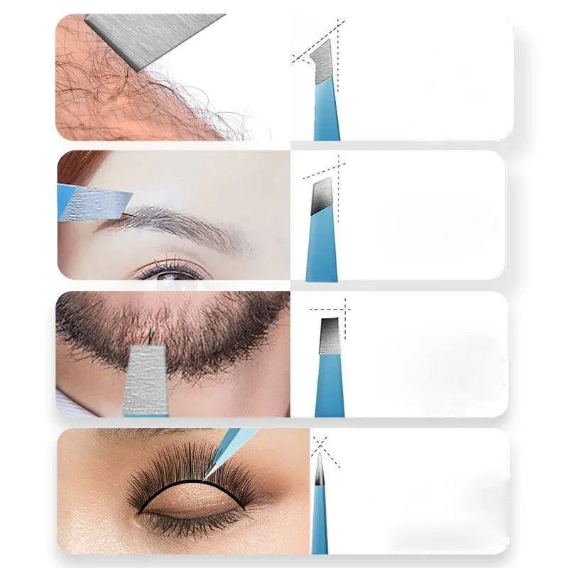 Stainless Steel Slanted Eyebrow Tweezers | Precision Fine Hair Remover & Beauty Tool