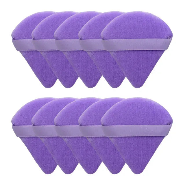Triangle Velvet Powder Puffs - Washable & Lightweight Makeup Sponges (10/20 Pcs)