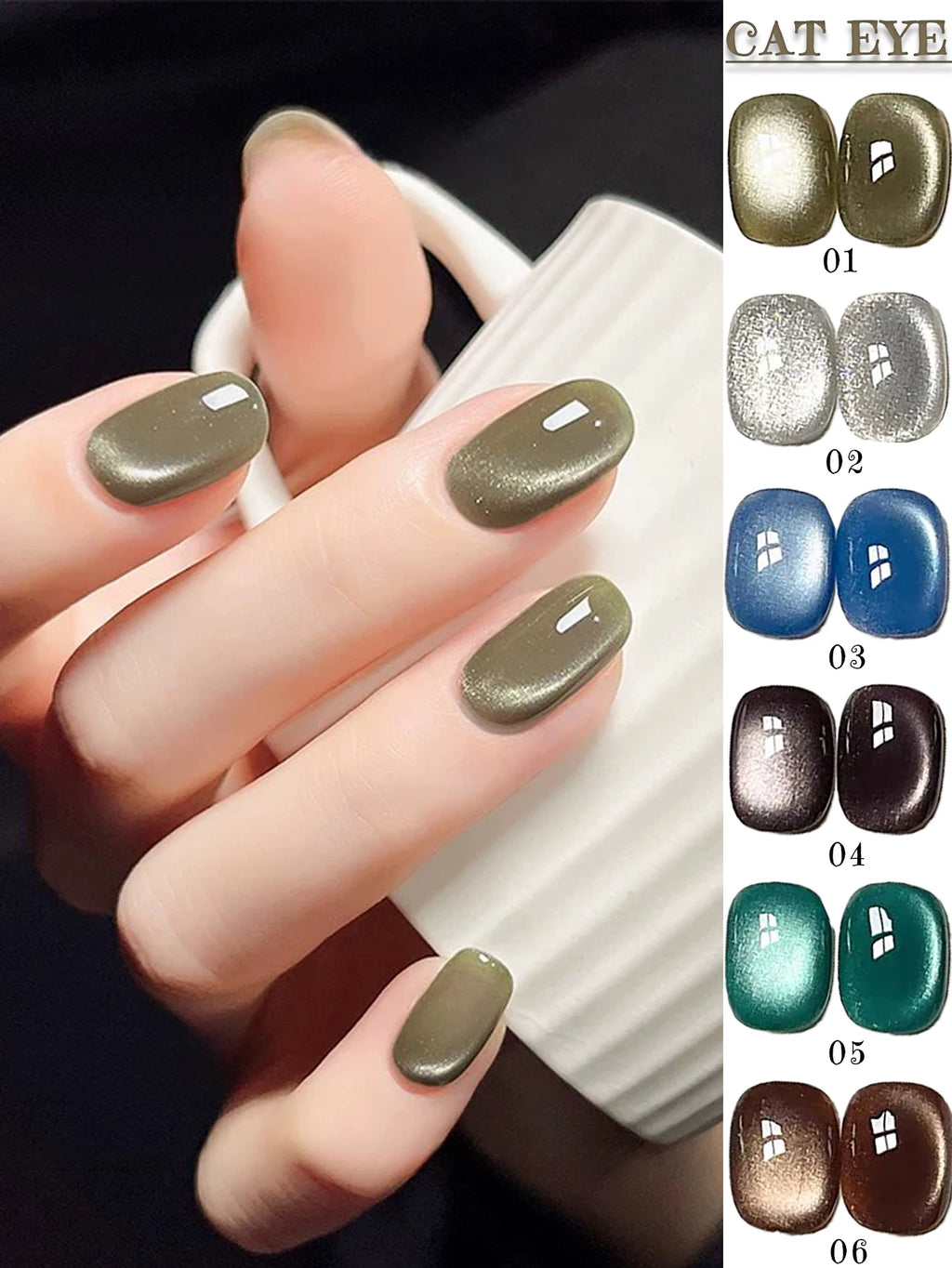 WS Black Glass Cat Eye Magnetic Gel Nail Polish