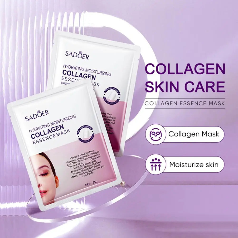 Hyaluronic Acid & Collagen Face Mask (5-Pack) - Deeply Moisturizing & Hydrating Facial Sheet Masks