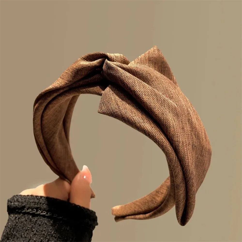Soft Cotton Knit Wide Headband for Women - Ruched Scrunchie Texture Makeup Hair Hoop