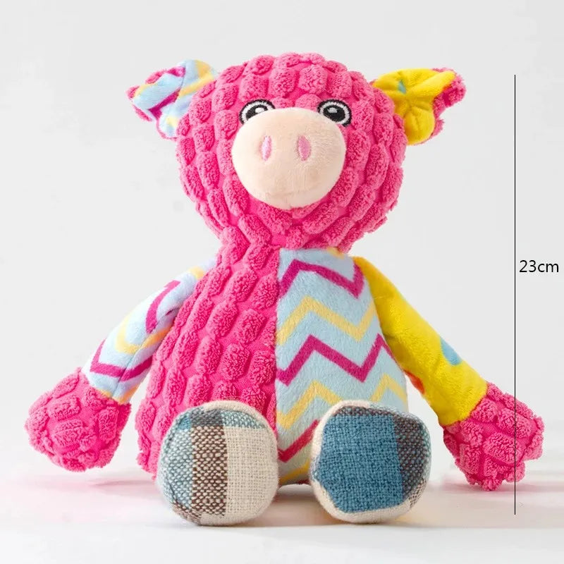 Interactive Animal Plush Pet Toy | Bite-Resistant Squeaky Dental Chew Toy