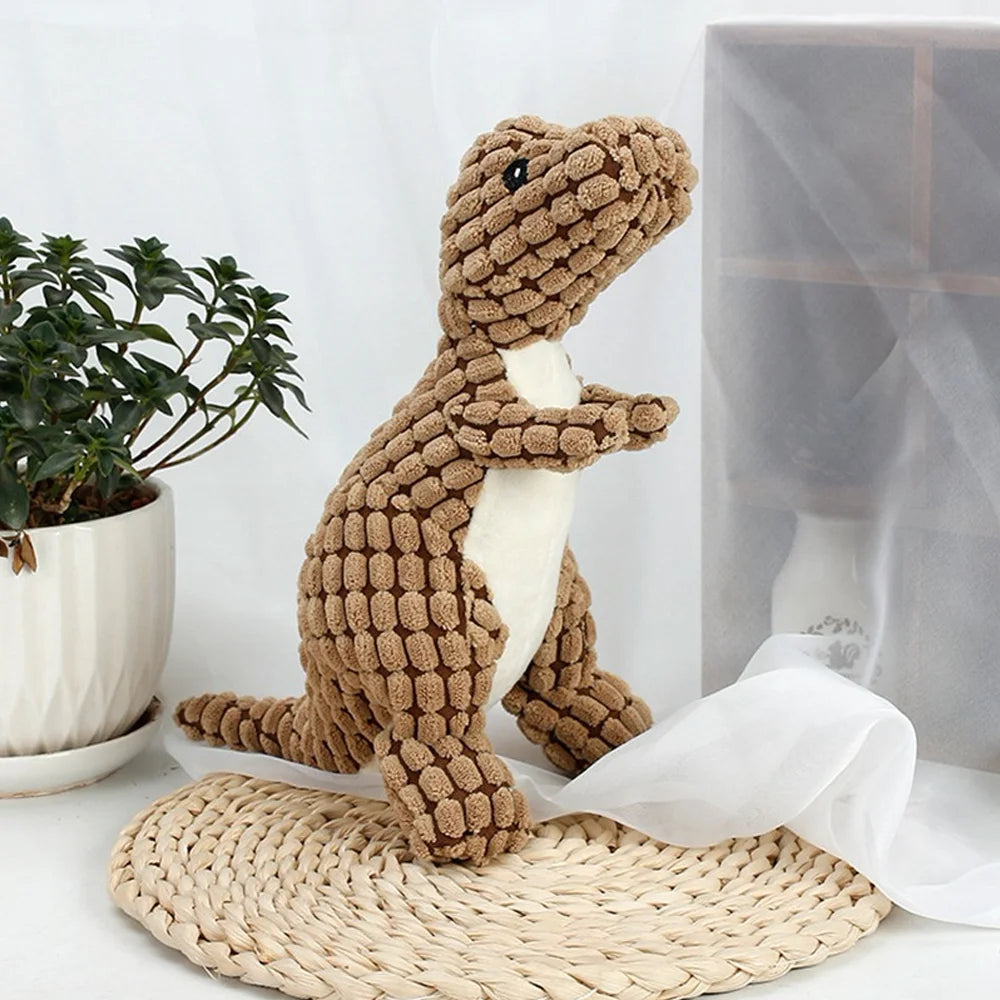 Interactive Plush Dinosaur Toy | Durable Chew & Play Toy for Small Dogs & Cats