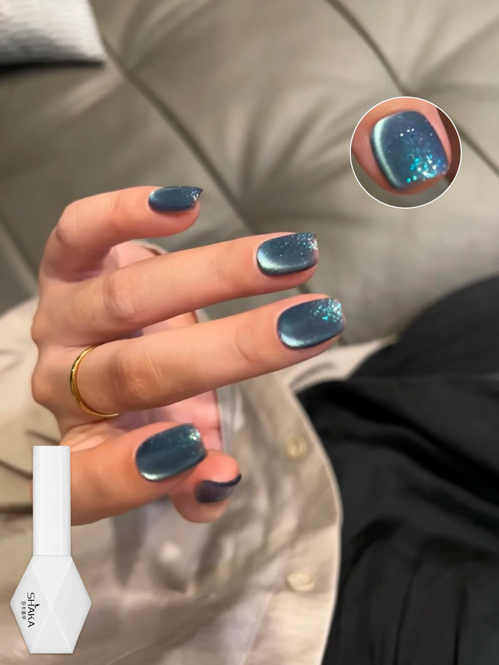 WS Black Glass Cat Eye Magnetic Gel Nail Polish