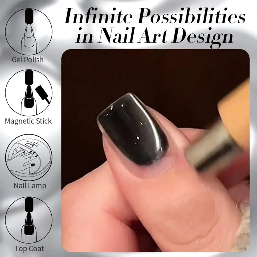 WS Black Glass Cat Eye Magnetic Gel Nail Polish