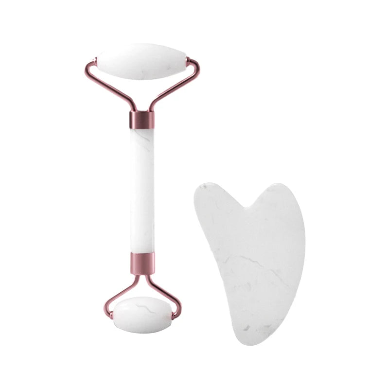 Resin Facial Roller & Gua Sha Scraping Board Set for Face, Neck, and Eye Care
