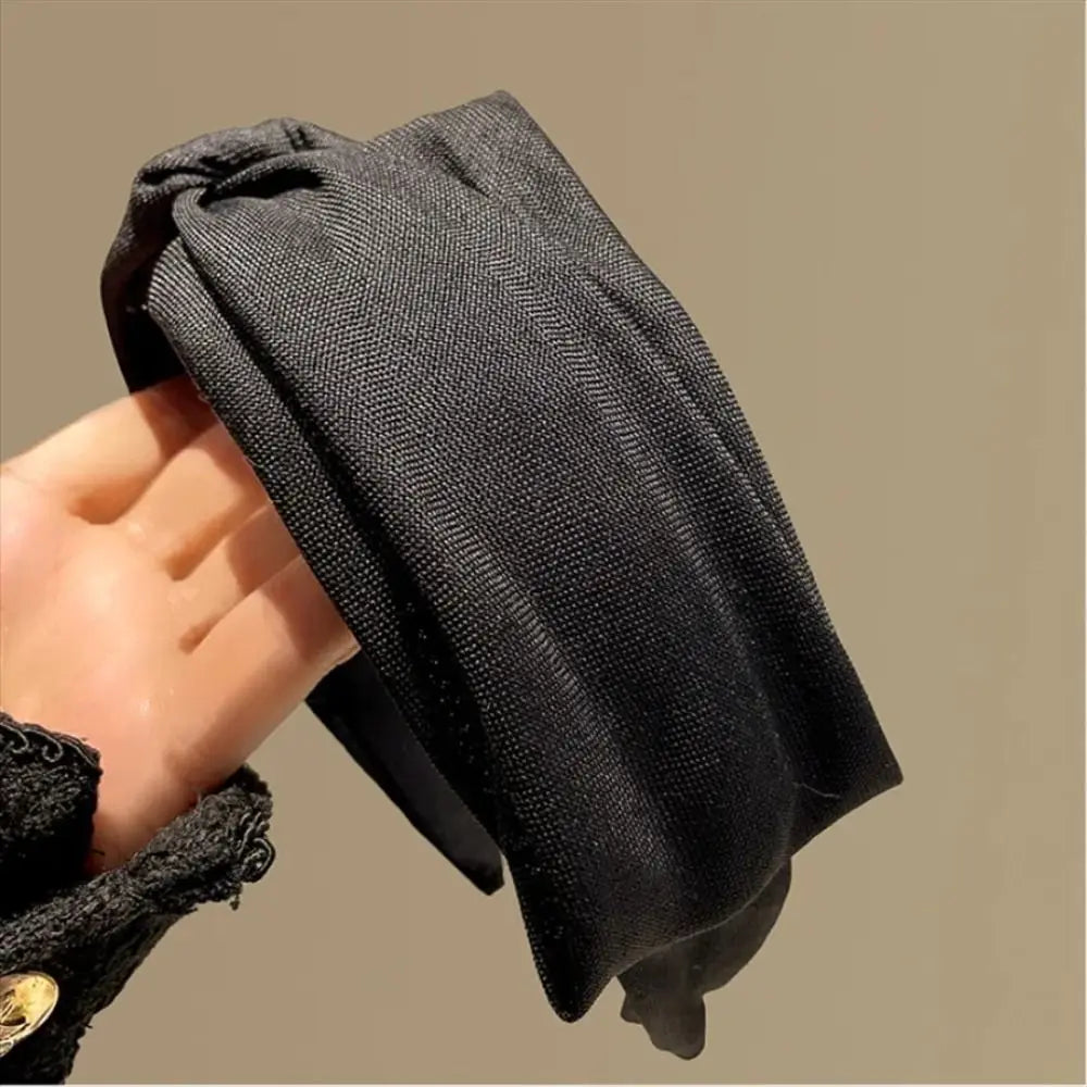 Soft Cotton Knit Wide Headband for Women - Ruched Scrunchie Texture Makeup Hair Hoop
