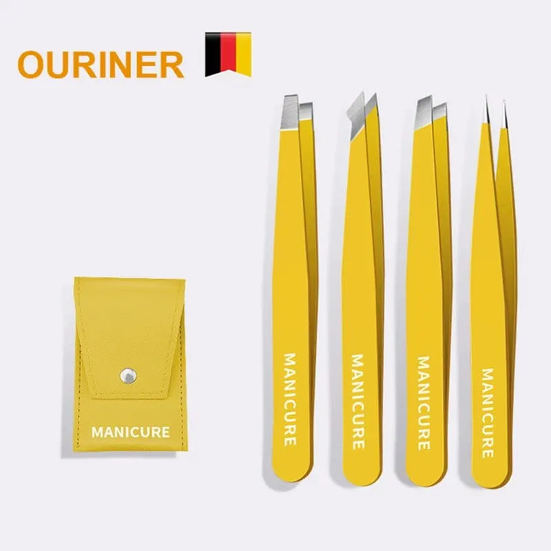 Stainless Steel Slanted Eyebrow Tweezers | Precision Fine Hair Remover & Beauty Tool