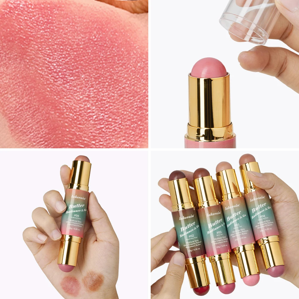 Dual-Ended Contour and Blush Stick - 2-in-1 Bronzer & Cheek Tint Matte Glow Makeup