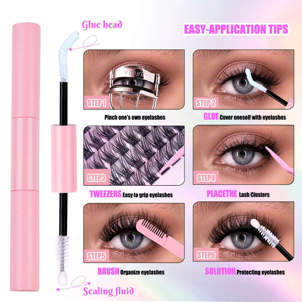 Dual-Ended Cluster Lash Glue & Sealant - Waterproof & Long-Lasting Eyelash Adhesive