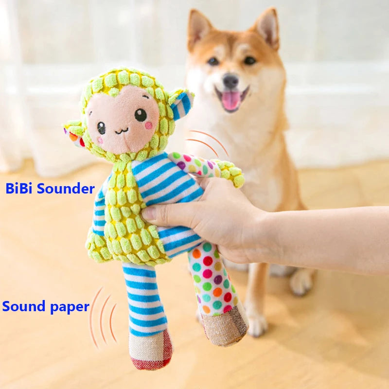 Interactive Animal Plush Pet Toy | Bite-Resistant Squeaky Dental Chew Toy