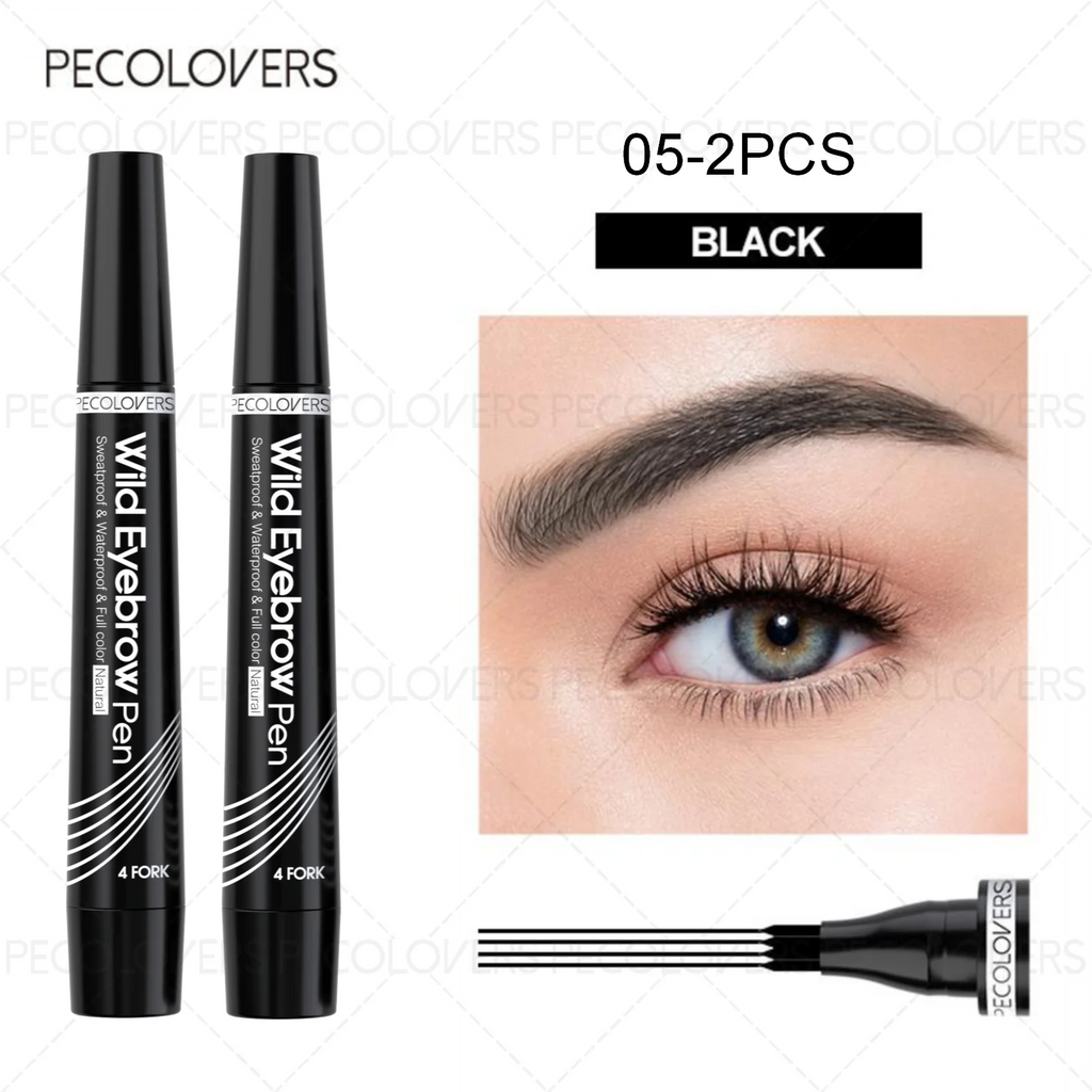 6-Color Waterproof Microblade Eyebrow Pen | 4-Tip Liquid Eyebrow Tattoo Pencil
