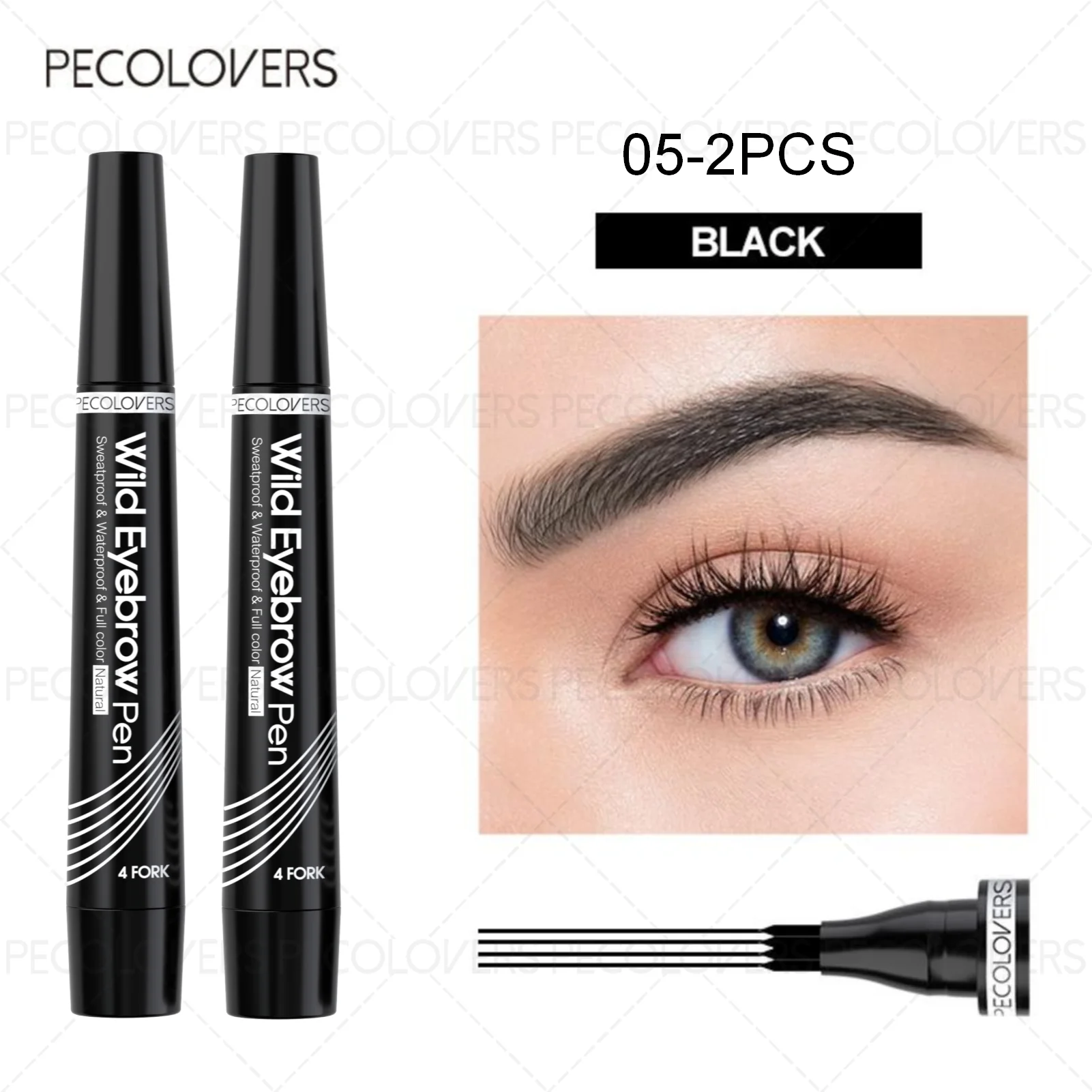 6-Color Waterproof Microblade Eyebrow Pen | 4-Tip Liquid Eyebrow Tattoo Pencil