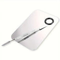 Stainless Steel Makeup & Nail Art Mixing Palette Set with Spatula