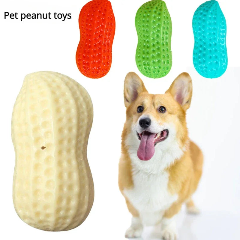 BarkBuddy™ Squeaky Peanut Durable Dog Chew Toy