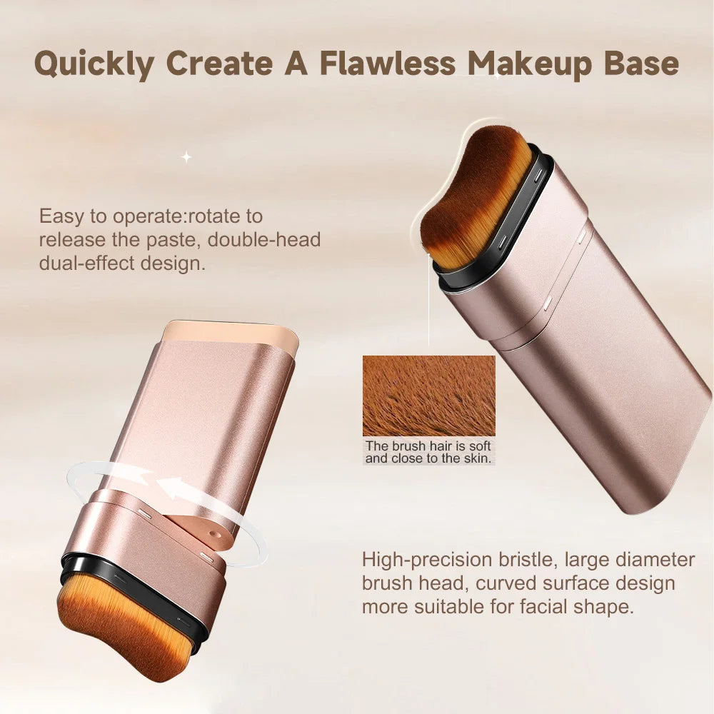 Dual-Ended Foundation Stick with Built-in Brush