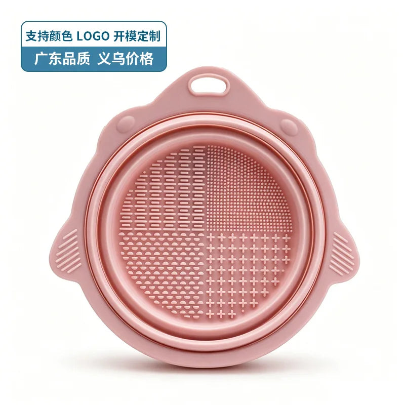 Makeup Brush Cleaner Bowl Set - Gentle Bristle Cleaning Mat for Brushes & Powder Puffs