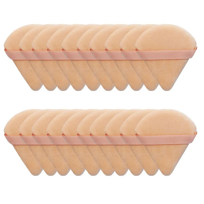 Triangle Velvet Powder Puffs - Washable & Lightweight Makeup Sponges (10/20 Pcs)