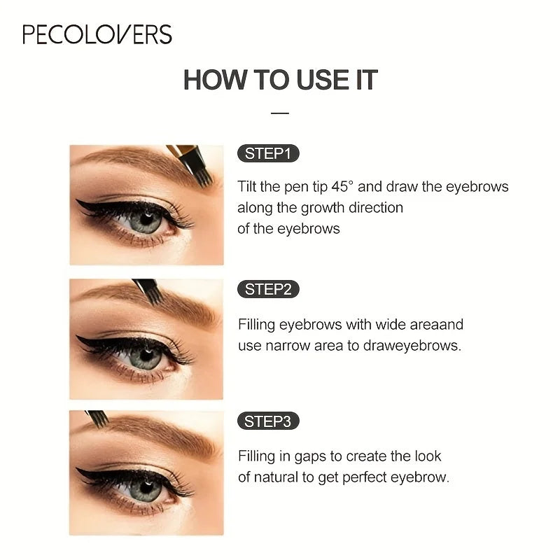 6-Color Waterproof Microblade Eyebrow Pen | 4-Tip Liquid Eyebrow Tattoo Pencil