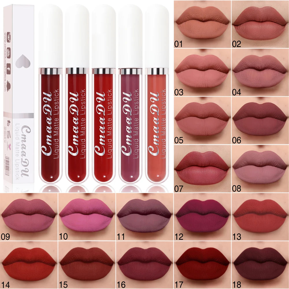 CmaaDu Matte Liquid Lipstick | Long-Lasting & Waterproof Lip Stain (Red Tones)