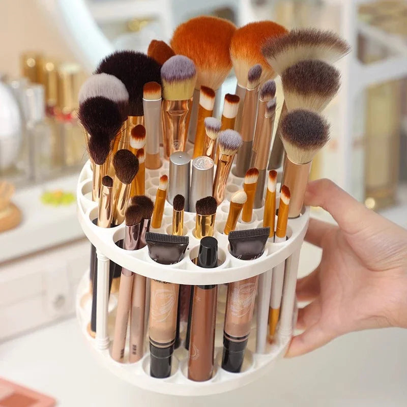 45-Hole Rotating Makeup Brush Holder | 360° Desktop Beauty Storage Organizer