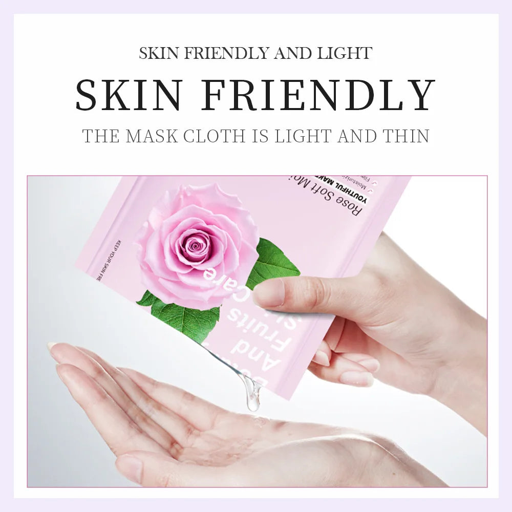 Natural Plant Facial Sheet Mask Set - Hydrating & Firming Skincare (8 Pcs)