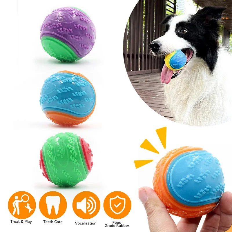 Interactive Squeaky TPR Dog Ball | Bite-Resistant Teeth Cleaning Toy