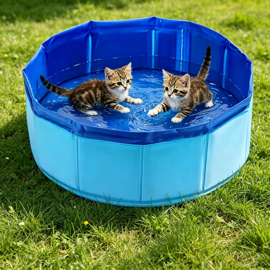Portable Blue Pet Play Pool | Outdoor Splash Pad & Interactive Cat & Dog Water Oasis