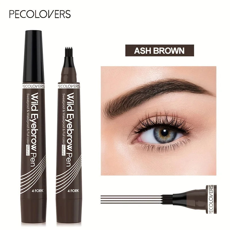 6-Color Waterproof Microblade Eyebrow Pen | 4-Tip Liquid Eyebrow Tattoo Pencil
