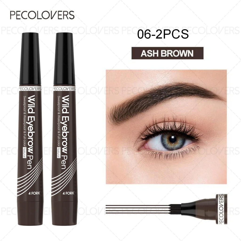 6-Color Waterproof Microblade Eyebrow Pen | 4-Tip Liquid Eyebrow Tattoo Pencil
