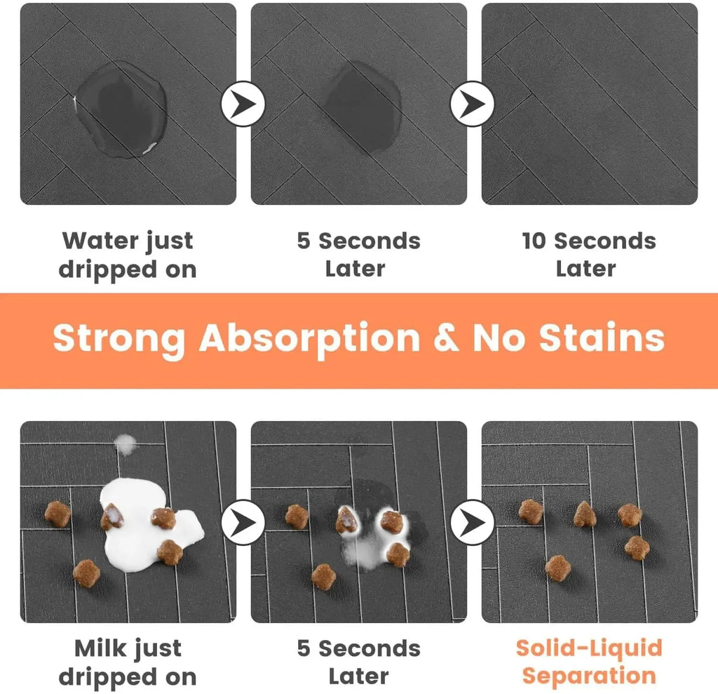 Quick-Dry Pet Feeding Mat - Absorbent Water Mat for Dogs & Cats