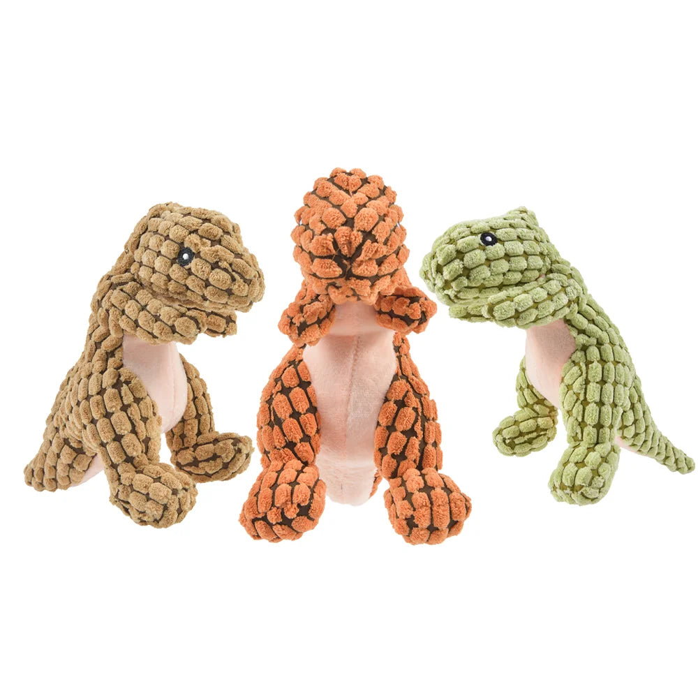 Interactive Plush Dinosaur Toy | Durable Chew & Play Toy for Small Dogs & Cats