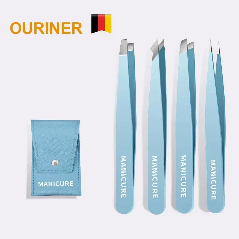 Stainless Steel Slanted Eyebrow Tweezers | Precision Fine Hair Remover & Beauty Tool