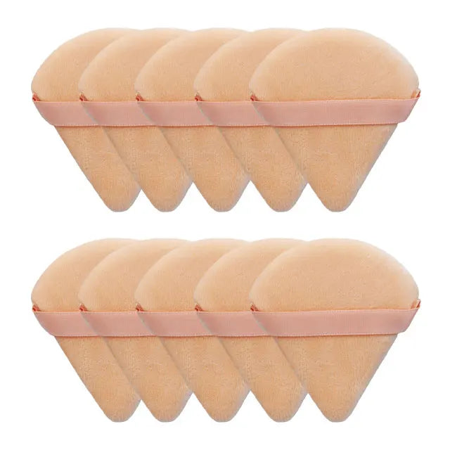 Triangle Velvet Powder Puffs - Washable & Lightweight Makeup Sponges (10/20 Pcs)