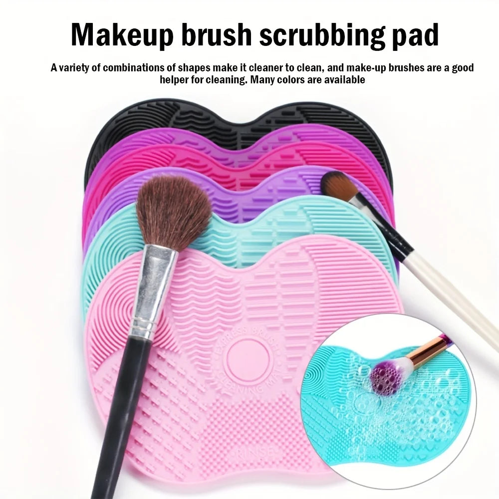 Apple-Shaped Silicone Makeup Brush Cleaning Mat | Portable Suction Cup Scrubber Pad