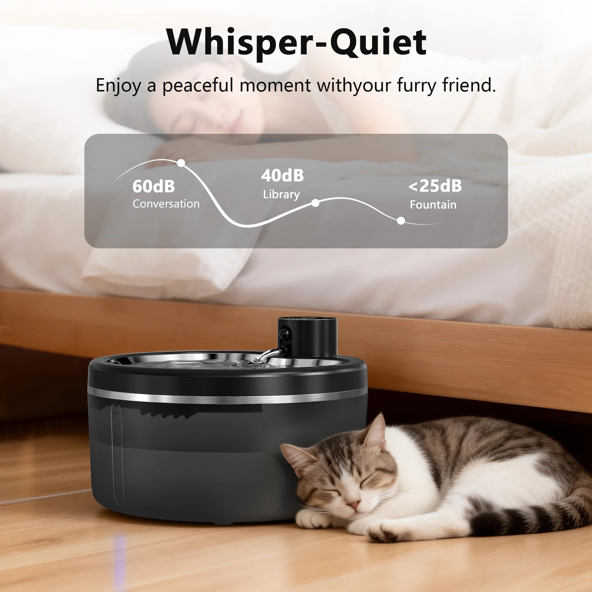 3L Wireless Cat Water Fountain | Motion Sensor & Stainless Steel Tray