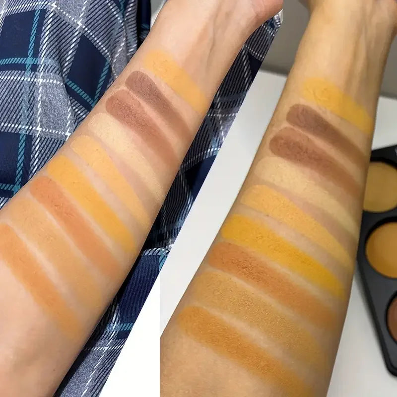 9-Color Dark Bronze Foundation & Contour Palette (Matte & Shimmer)