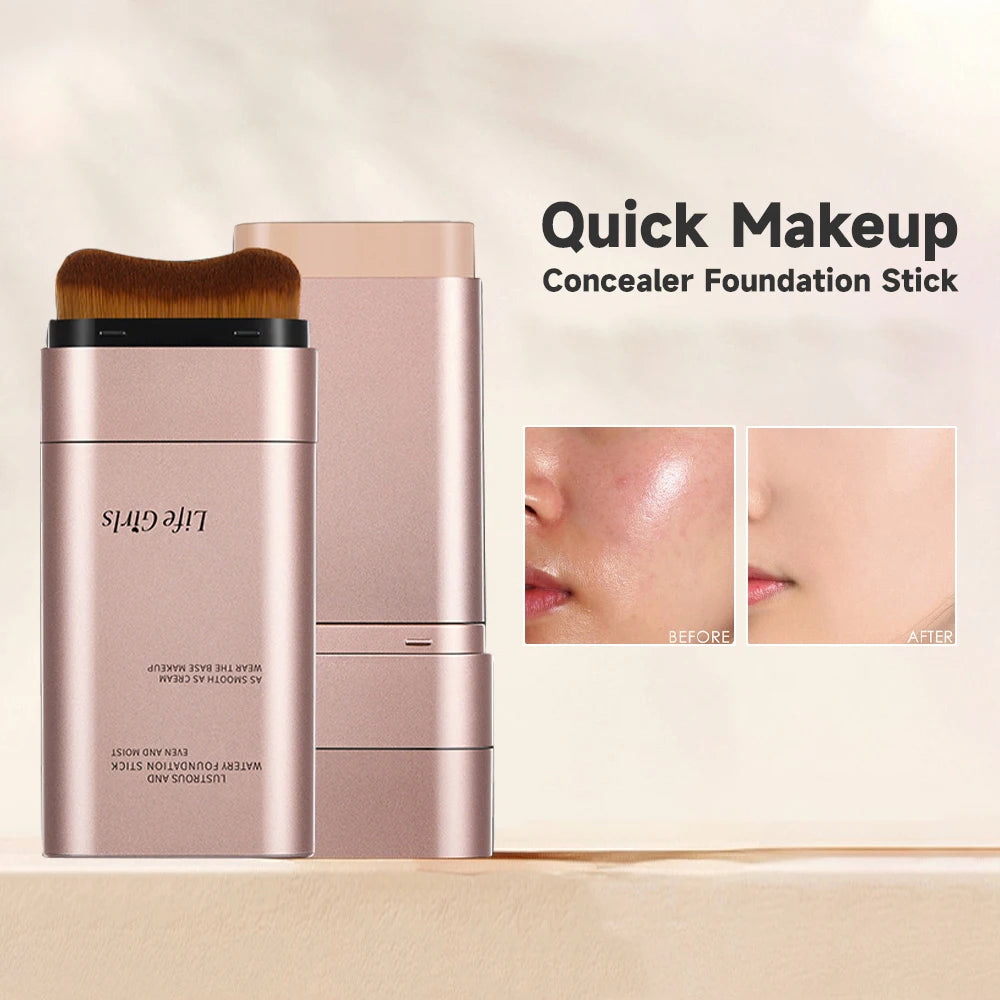 Dual-Ended Foundation Stick with Built-in Brush